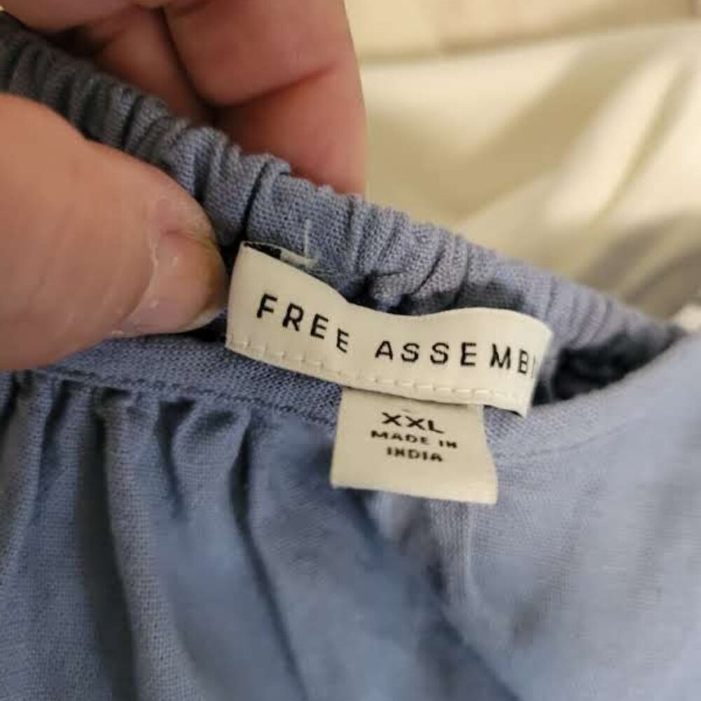 Free Assembly Strappy Blue Linen Sundress Size XXL - Picture 2 of 5